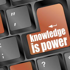 Poster - knowledge is power or education concept. button keyboard