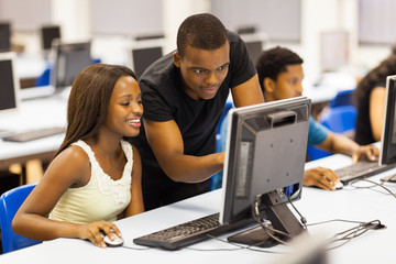 Wall Mural - group african university students in computer room