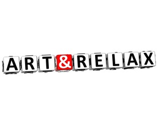Aufkleber - 3D Art and Relax Crossword Block text on white background