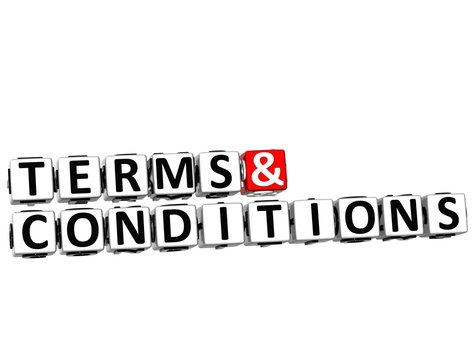3D Terms and Conditions Crossword on white background