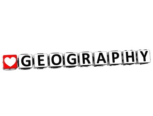Poster - 3D I Love Study Geography Button Block text on white background