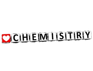 Poster - 3D I Love Study Chemistry Button Block text on white background