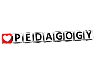 Poster - 3D I Love Study Pedagogy Button Block text on white background
