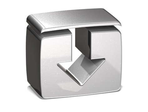 3D Download Silver Sign over white background