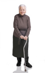 old woman with a cane