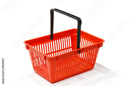 Fotografija Red shopping basket, isolated on white background