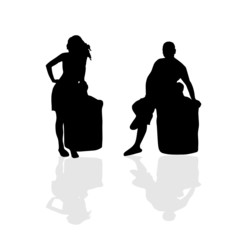 Wall Mural - girl and man vector silhouette illustration part two