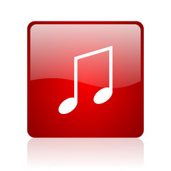 Aufkleber - music red square glossy web icon on white background