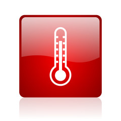 Poster - thermometer red square glossy web icon on white background