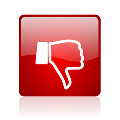 Poster - thumb down red square glossy web icon on white background