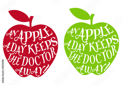 Fototapeta na wymiar an apple a day keeps the doctor away, vector