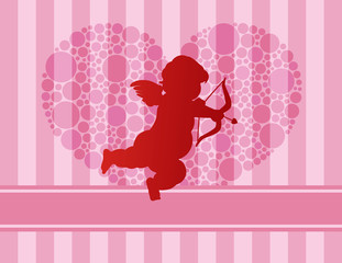 Wall Mural - Cupid Silhouette with Polka Dots Heart