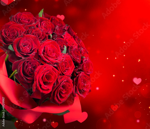 Naklejka dekoracyjna Big Red Roses Bouquet