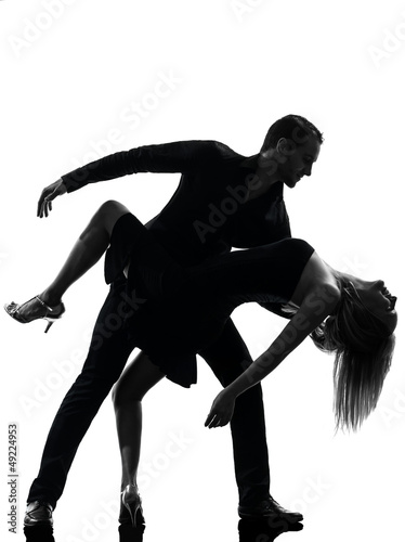 Fotografie, Obraz couple woman man dancing dancers salsa rock silhouette