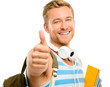 © AILA_IMAGES - Confident young student thumbs up sign on white background