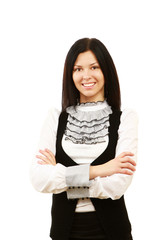 Brunette businesswoman with folded arms