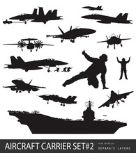 Naval Aircrafts High Detailed Vector Silhouettes. Set #2.