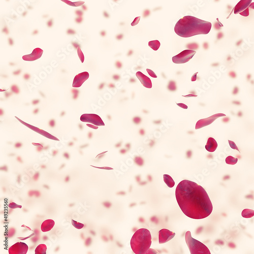 Naklejka - mata magnetyczna na lodówkę valentine background with falling red rose petals