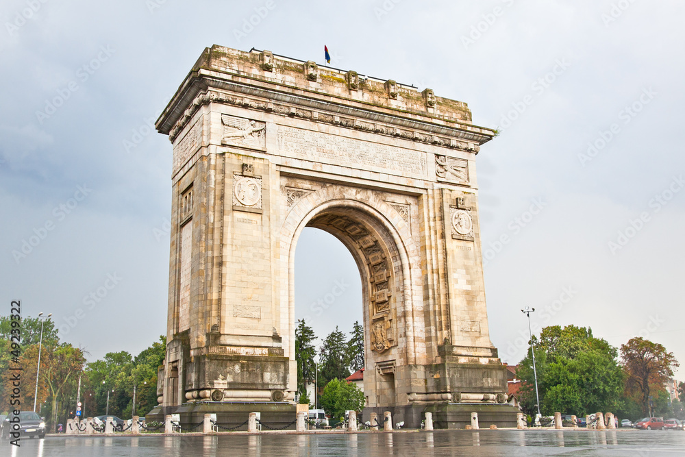Obraz na płótnie Triumph Arch in Bucharest, Romania. w salonie