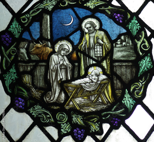 Nowoczesny obraz na płótnie Birth of Jesus: nativity with Mary and Joseph