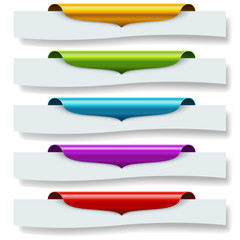 Wall Mural - Colorful top page rolled down vector labels.