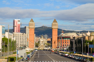 Sticker - square of Spain with venetian towers, Barcelona