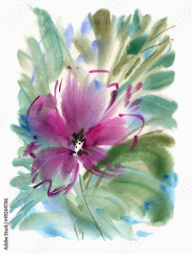 Obraz w ramie Watercolor pink flower