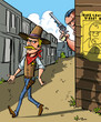 Cartoon Wanted notice for cowboy 