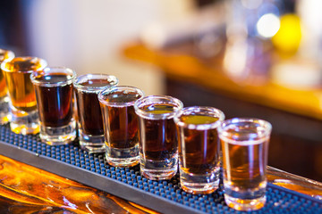 barman making  drink shots