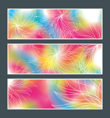 set of three banners, abstract headers with flowers