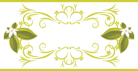 Wall Mural - Ornamental frame with white flowers