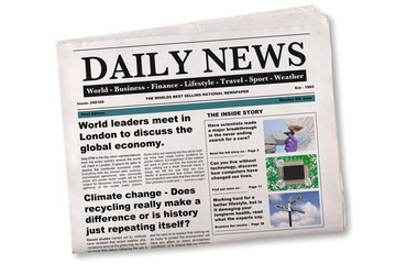 daily newspaper mock up with fake articles