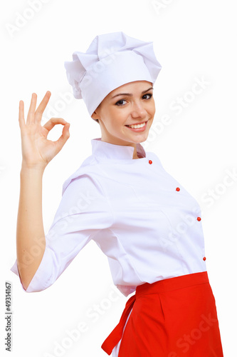 Naklejka na meble Young cook preparing food