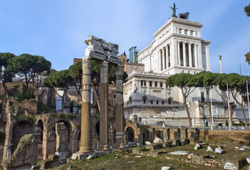 Canvas Print - Forum Romano and the monument to Victor Emmanuel II, Rome