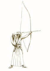 Poster - Kyudo - modern Japanese martial art. / Hand drawn illustration.