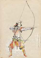 Wall Mural - Kyudo - modern Japanese martial art. / Hand drawn illustration.