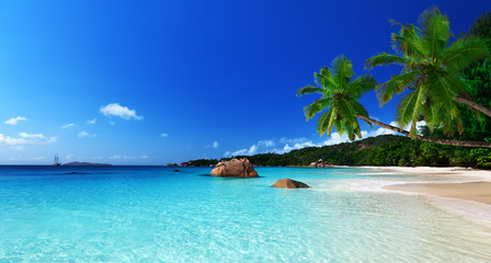 Wall Mural - anse lazio beach at praslin island, seychelles