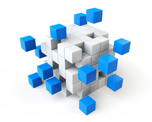 Leinwandbilder - Abstract blue and white cubes