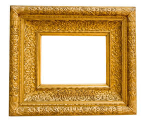 vintage gold frame, isolated on white