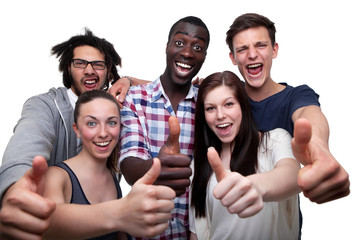 Happy Friends Showing Thumb Up Sign