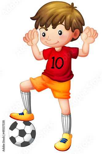 Foto-Stoffbanner - A boy and a football (von GraphicsRF)