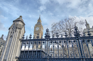 Sticker - Westminster Abbey and Big Ben, beautiful view from street level