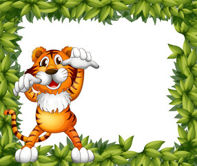 Poster - A tiger and plant frame