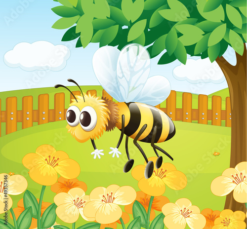Foto-Fußmatte - A bee in a fenced garden (von GraphicsRF)