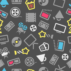 Poster - Cinema web silhouettes seamless pattern