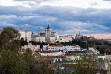 Wall Mural - Madrid Skyline with the Royal Palace and the Almudena Cathedral