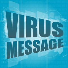 Poster - internet concept: words virus message on digital screen
