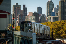 Subway Train Above Ground In New York