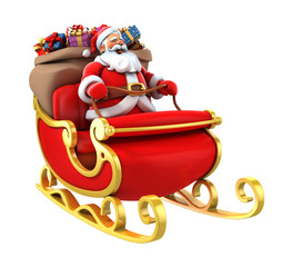 Sticker - Santa Claus on sleigh with presents