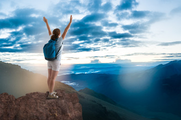 Wall Mural - girl hiking